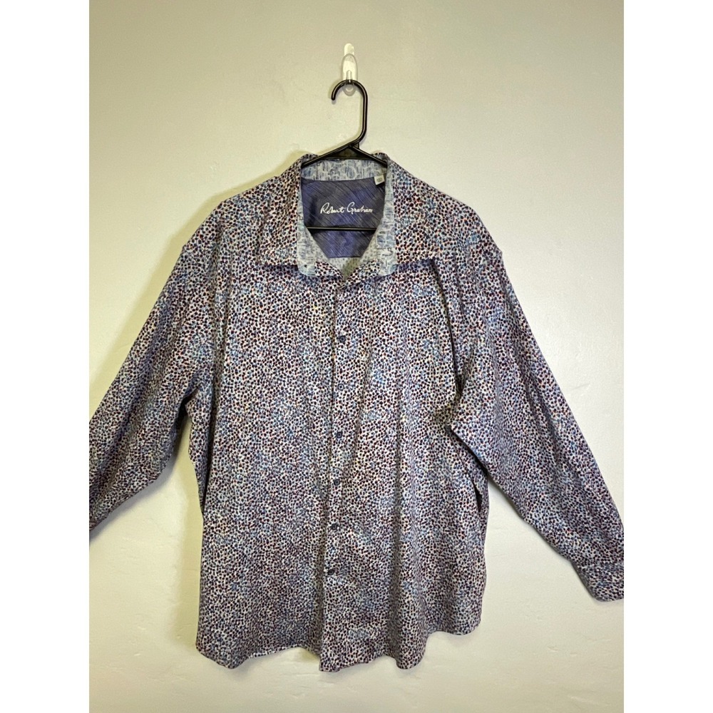 Robert Graham Men 3XL Floral Print Shirt Stretch Cotton Button Front Long Sleeve